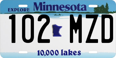 MN license plate 102MZD
