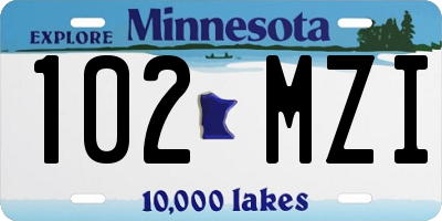 MN license plate 102MZI