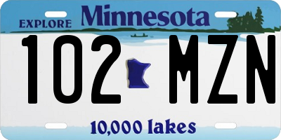MN license plate 102MZN