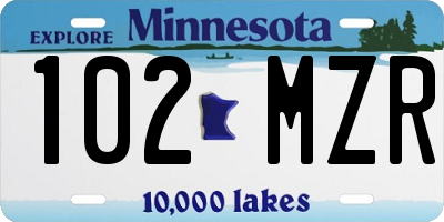 MN license plate 102MZR