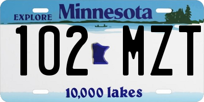 MN license plate 102MZT
