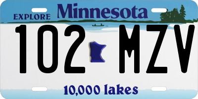 MN license plate 102MZV
