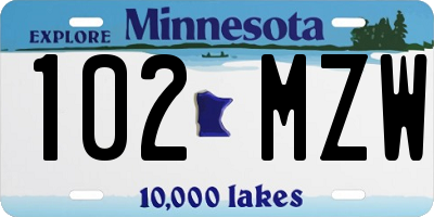 MN license plate 102MZW