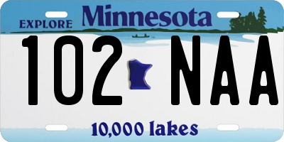 MN license plate 102NAA