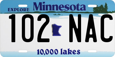 MN license plate 102NAC