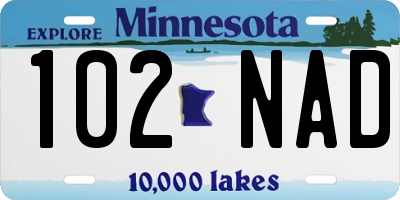 MN license plate 102NAD