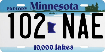 MN license plate 102NAE