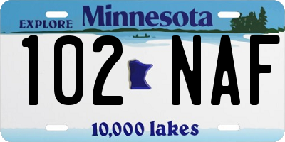 MN license plate 102NAF