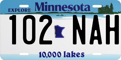 MN license plate 102NAH