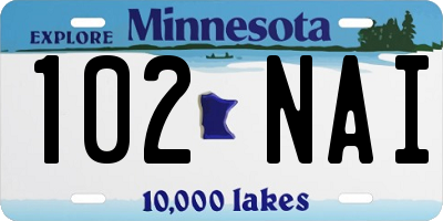 MN license plate 102NAI