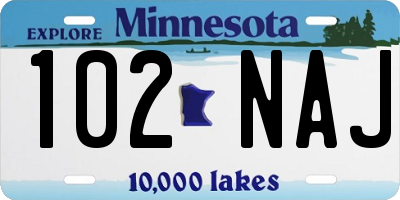 MN license plate 102NAJ