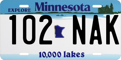 MN license plate 102NAK