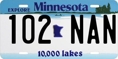 MN license plate 102NAN