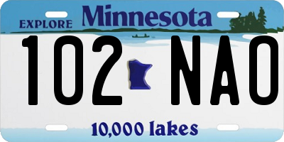 MN license plate 102NAO