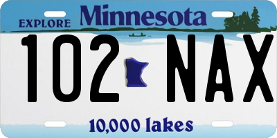 MN license plate 102NAX