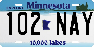 MN license plate 102NAY