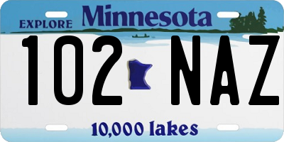 MN license plate 102NAZ