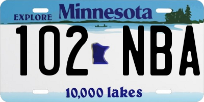 MN license plate 102NBA