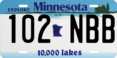 MN license plate 102NBB