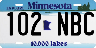MN license plate 102NBC