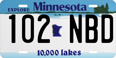 MN license plate 102NBD