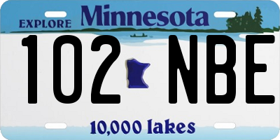 MN license plate 102NBE