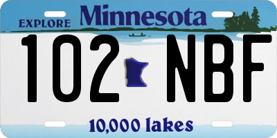 MN license plate 102NBF