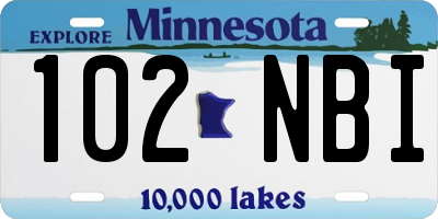 MN license plate 102NBI