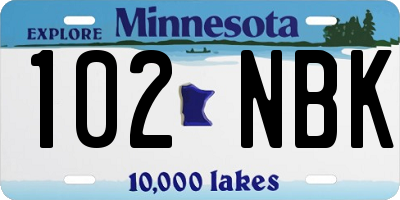 MN license plate 102NBK