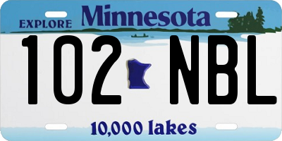MN license plate 102NBL