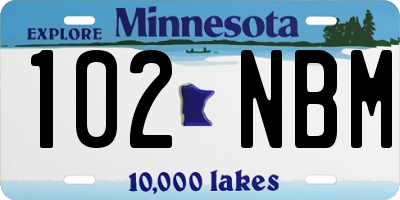 MN license plate 102NBM