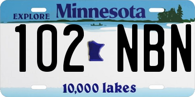 MN license plate 102NBN