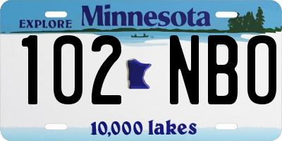 MN license plate 102NBO