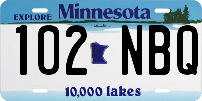 MN license plate 102NBQ