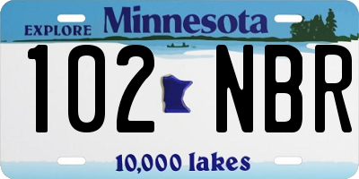 MN license plate 102NBR