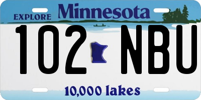 MN license plate 102NBU