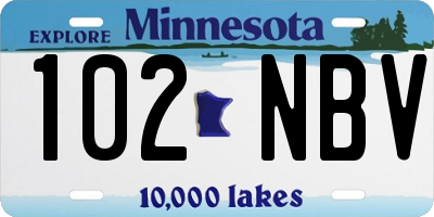 MN license plate 102NBV