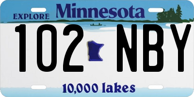 MN license plate 102NBY