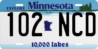 MN license plate 102NCD