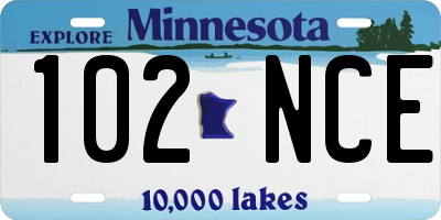 MN license plate 102NCE