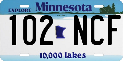 MN license plate 102NCF