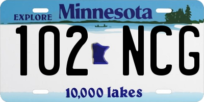 MN license plate 102NCG