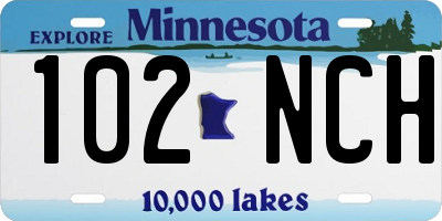 MN license plate 102NCH