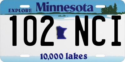 MN license plate 102NCI