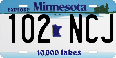 MN license plate 102NCJ