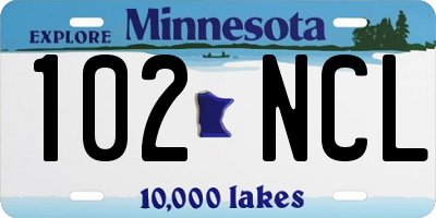 MN license plate 102NCL