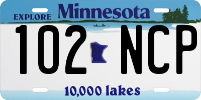 MN license plate 102NCP