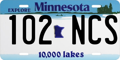 MN license plate 102NCS