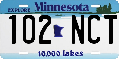 MN license plate 102NCT