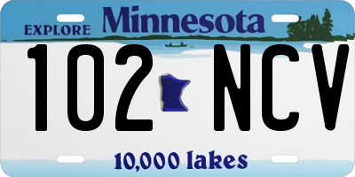 MN license plate 102NCV